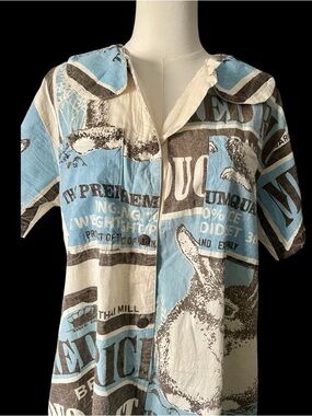 🐇 Vintage Sack Upcycled Thai Feed Sack Romper – sz L/XL. NWOT